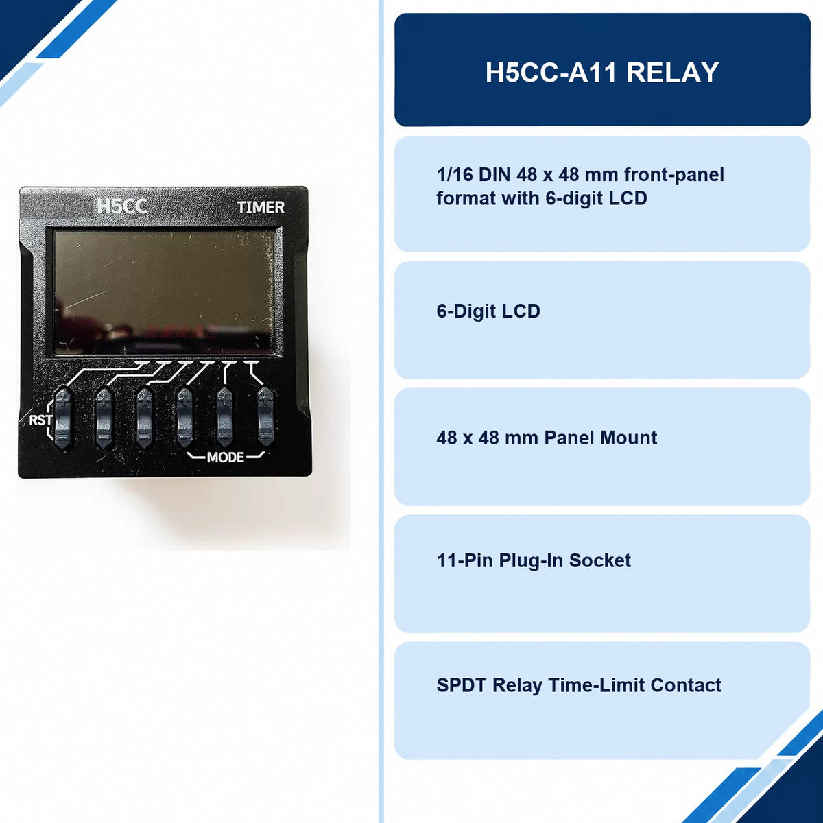 H5CC-A11 Relay specifications and delivery information