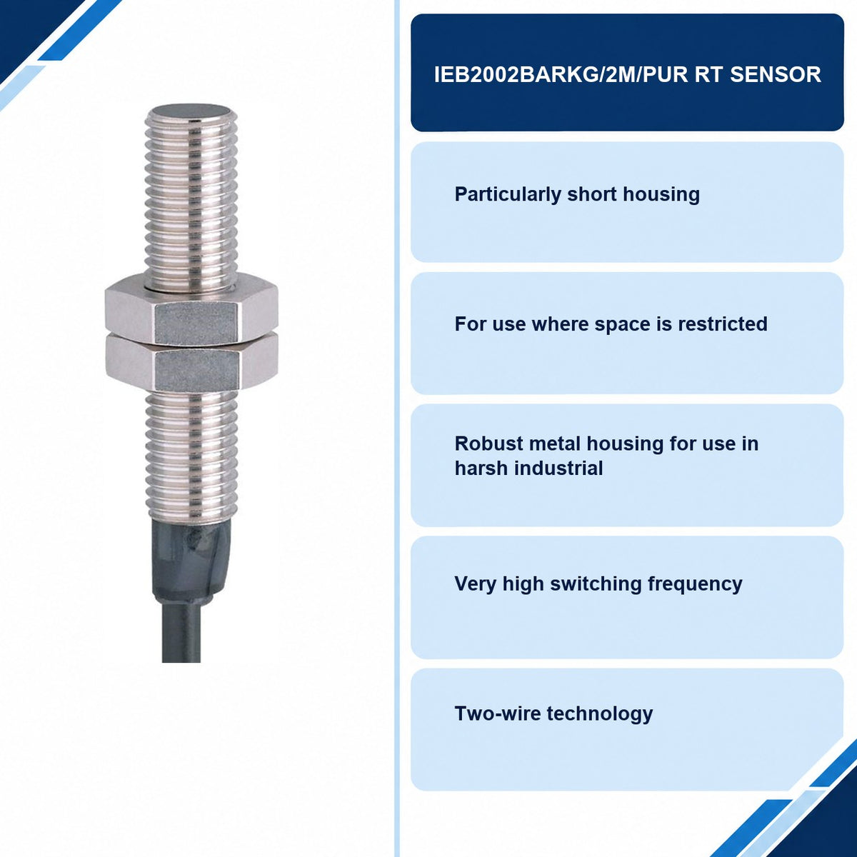 IEB2002BARKG/2M/PUR RT Sensor specifications and delivery information