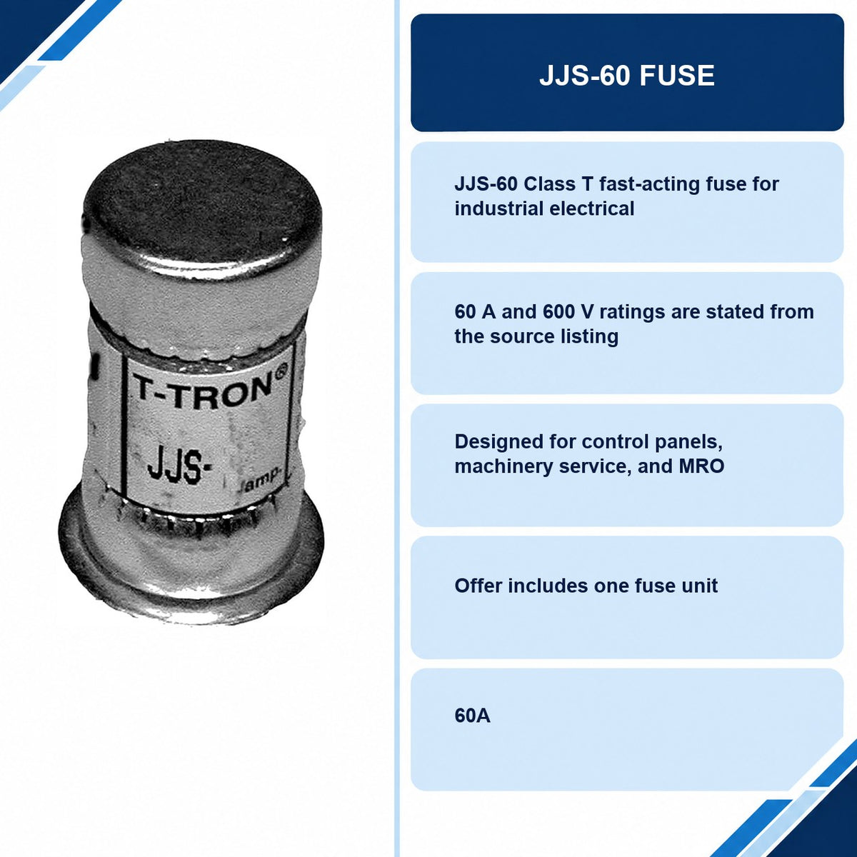 JJS-60 Fuse specifications and delivery information