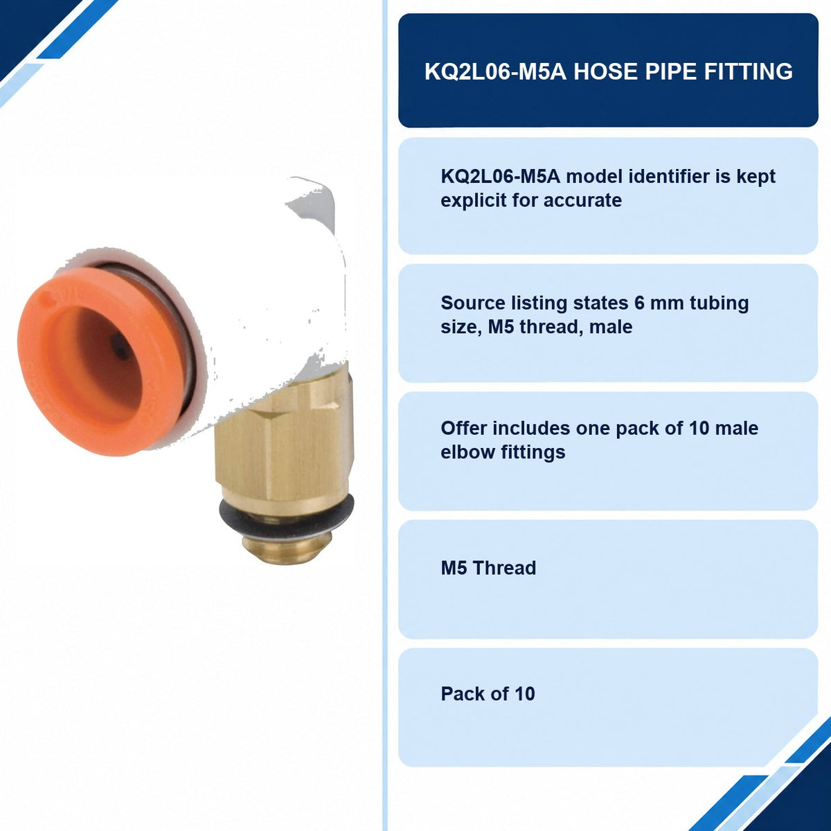 KQ2L06-M5A Hose Pipe Fitting specifications and delivery information
