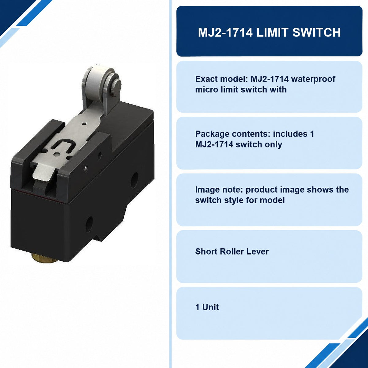 MJ2-1714 Limit Switch specifications and delivery information