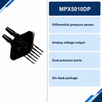 MPX5010DP factual model card: differential pressure sensor, analog voltage output, dual pressure ports and six-lead package