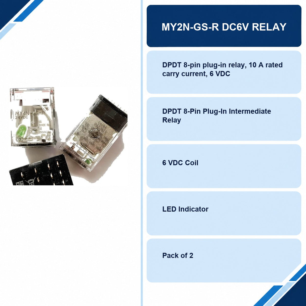 MY2N-GS-R DC6V Relay specifications and delivery information