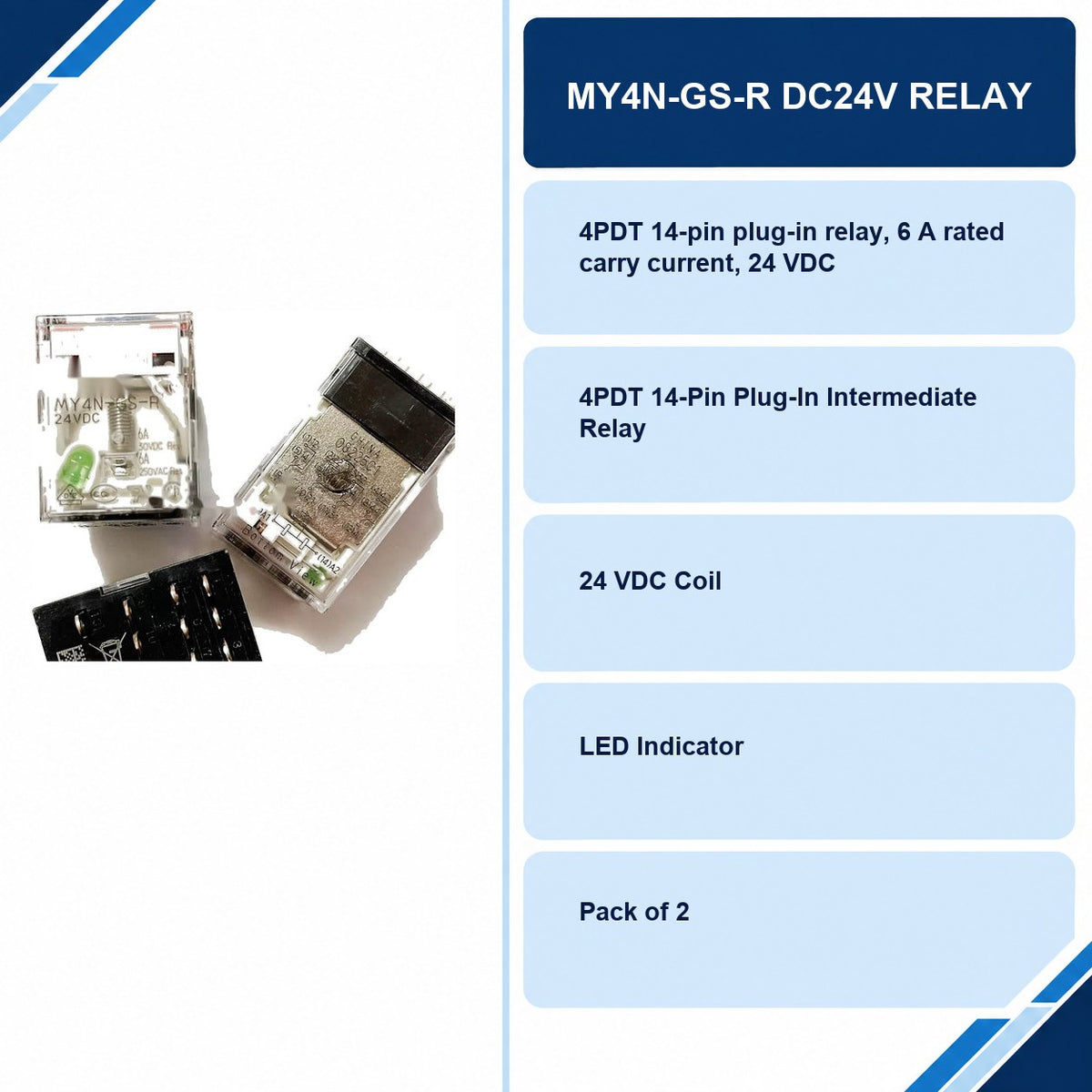 MY4N-GS-R DC24V Relay specifications and delivery information