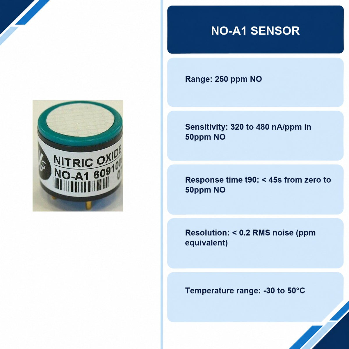 NO-A1 Sensor specifications and delivery information
