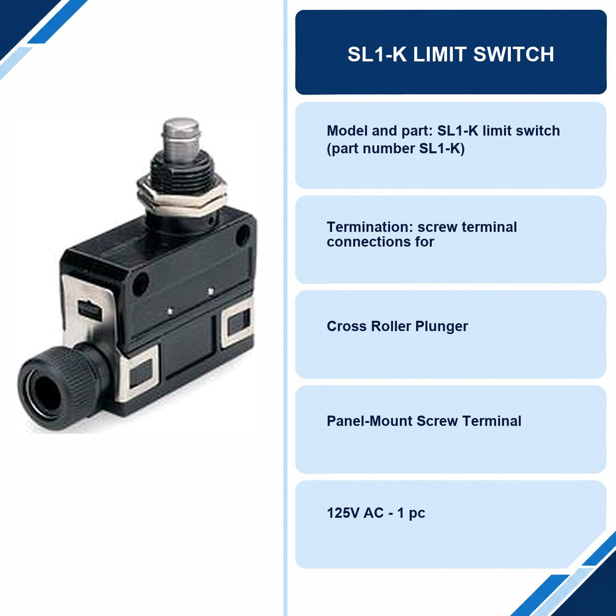 SL1-K Limit Switch specifications and delivery information