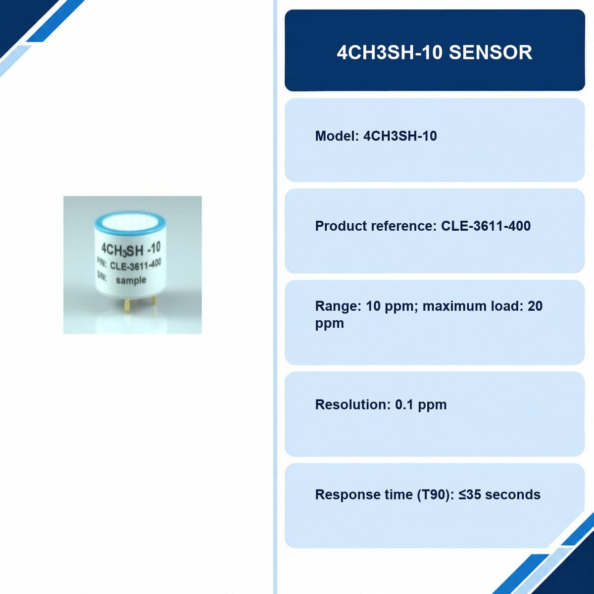 4CH3SH-10 Sensor specifications and delivery information