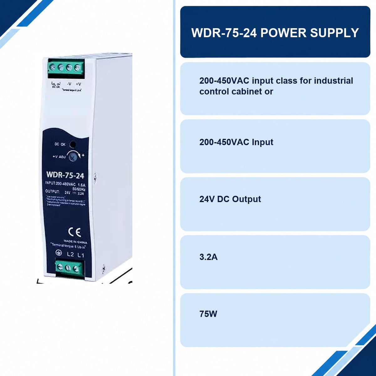 WDR-75-24 Power Supply specifications and delivery information