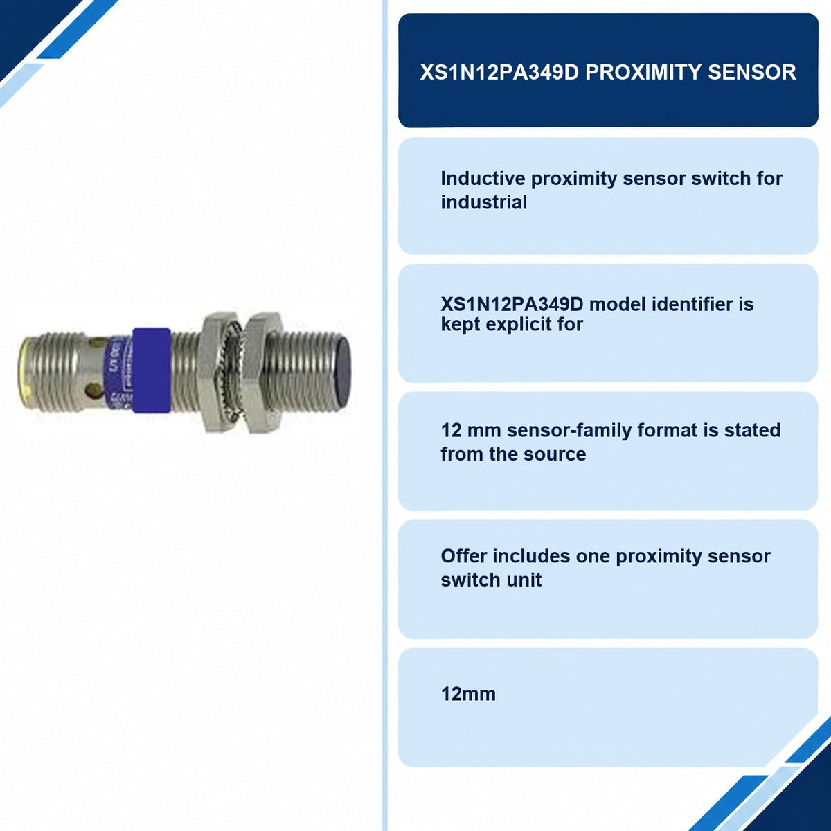 XS1N12PA349D Proximity Sensor specifications and delivery information