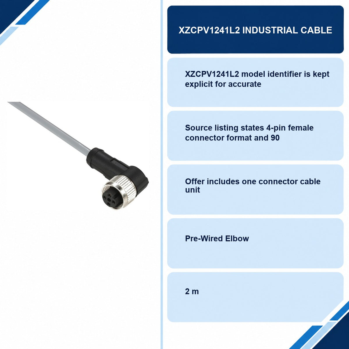 XZCPV1241L2 Industrial Cable specifications and delivery information