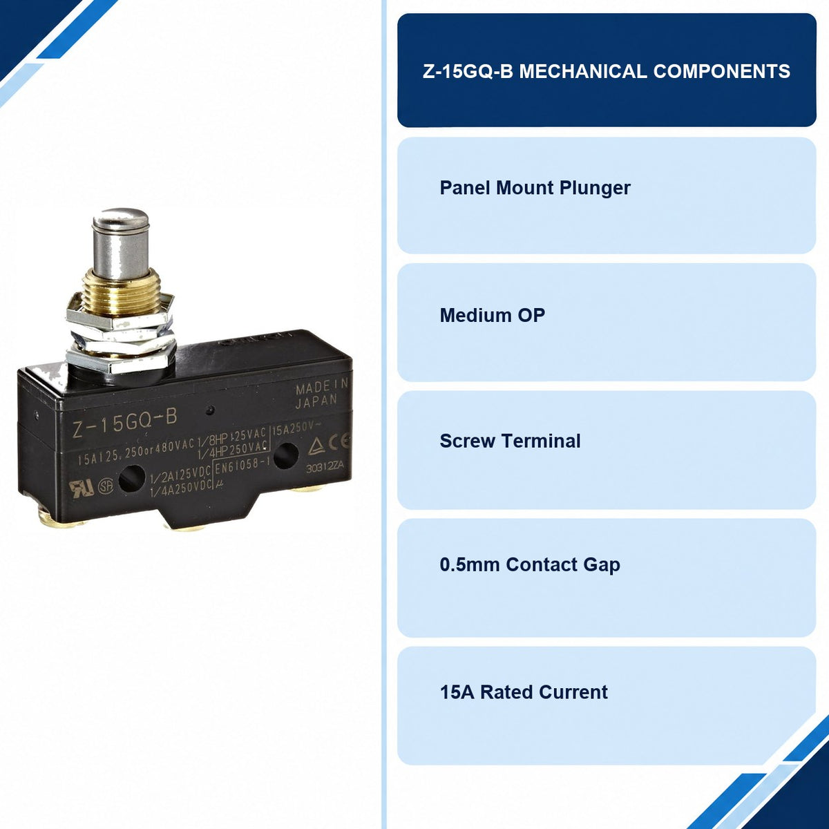Z-15GQ-B Mechanical Components specifications and delivery information