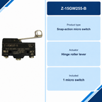 Z-15GW255-B snap-action micro switch: hinge roller lever, one micro switch.